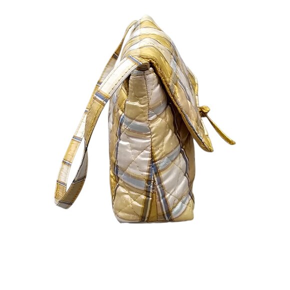 Vera Bradley Silk Quilted Striped Golden Small Y2K Shoulder Handbag - Picture 10 of 15